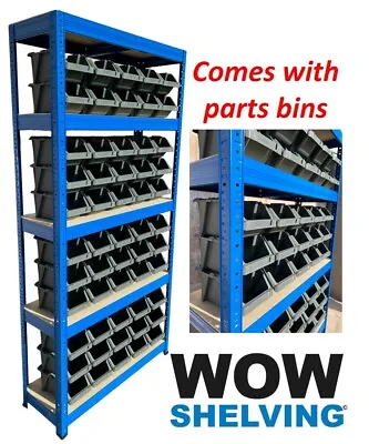 Plastic Bin Kits Boltless Metal Racking Shelving Storage Garage Workshop Shelf • £119