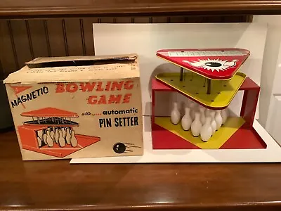 VTG 1950s T. Cohn Superior Toys Tin Litho Magnetic Bowling Game Box Brooklyn NJ • $75