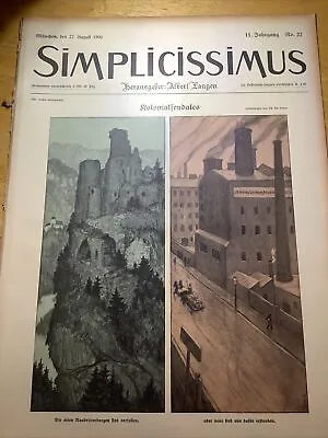 1906 Rare German Simplicissimus Magazine ~ Art Nouveau Era • $24