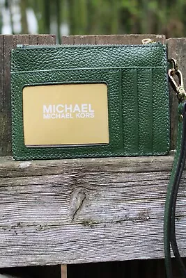 Michael Kors Jet Set Travel SM Top Zip Coin Pouch ID Card Holder Wallet Green • $49