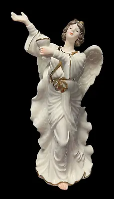 O'WELL China Large Angel Figurine W/ Torch Urn Ivory Gold Iridescent Wings 10.5  • $36