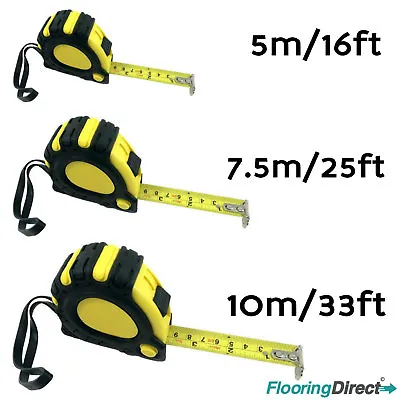 Retractable Metal Tape Measure Non-Slip Power Griplock Belt Clip 5m / 7.5m / 10m • £4.94