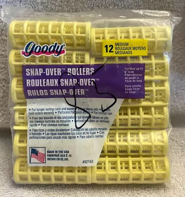 Vintage Goody Snap Over Hair Rollers Medium Yellow 12-Pack Women Hair USA New • $10.18