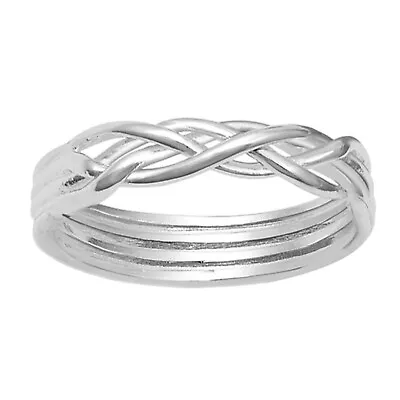 Puzzle' Inspired Celtic Braid Ring 925 Sterling Silver 4mm Size 4-12 • $17.99