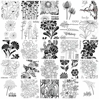 £2.75 • Buy Woodware Clear Stamps - Bubble Bold Blooms Midi Stiches Flowers Sentiments Words