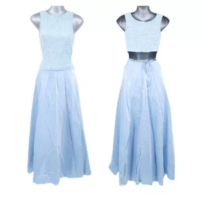 VTG 90s Y2K A Fortiori Iridescent Blue 2 Piece Formal Gown Cinderella Dress S • $32