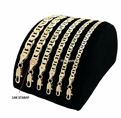 Mens Mariner Link Chain Necklace Bracelet 14k Gold Finish 3mm To 9mm Wide  • $16.99