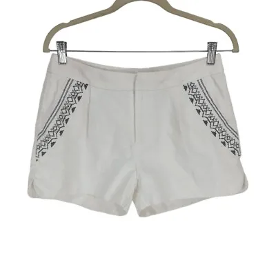$12.74 • Buy COLOR BLOCK White Black Embroidery Short Pant Mid Rise Women Size 40 (M)