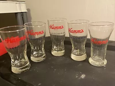 Vintage Hamm’s Beer Glasses Lot Of 5 Clear Glass • $38.45