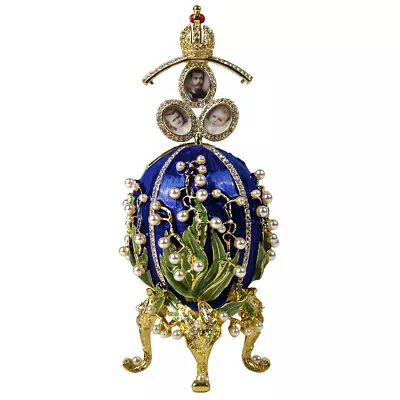 Blue Lily Of The Valley Faberge Egg Replica Trinket BoxEaster GiftPhoto Frames • $55.21