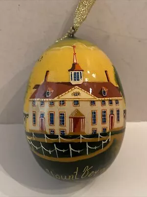 Russian HANDCRAFTED Wood Hand Painted Lacquer EGG Ornament Mount Vernon Estate • $16.95