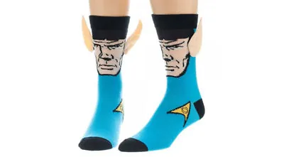 NEW NWT Men's Star Trek Spock Ears Blue Crew Socks CBS Licensed Sock Size 10-13 • $13.50