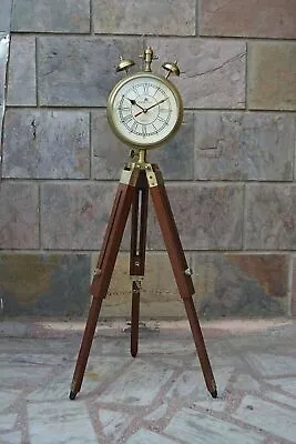 Brown Wood Grandfather Style Tripod Clock Vintage 2 Folding Antique Floor Stand • $191.83