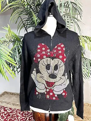 Minnie Mouse Sweaterwith Long Zipper Hoodie. Long Sleeve Rhinestones • $42.99