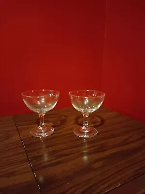 Set Of 2 Short Stem Clear Champagne Coupe Glasses • $4