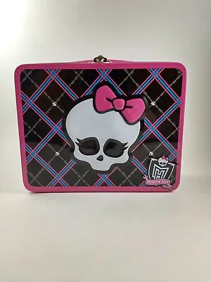 Monster High Lunchbox Tin. Lunch Box Skull W/ Bow Doll Container Case Pink Black • $15.50