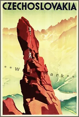 Czechoslovakia 1930 Prachov Rocks Vintage Poster Print Mountain Climbing • $21.58