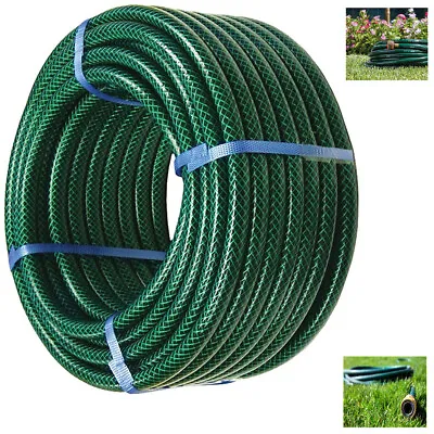 30M 50M 75M 100M Garden Hose Pipe Reinforced Braided PVC Watering Hosepipe Reel • £3.98