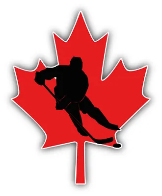 Maple Leaf Hockey Player Car Bumper Sticker Decal • $2.75