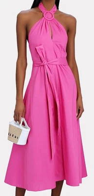$59.95 • Buy WOW! New Tags Staud  Kai  Belted Halter Dress Pink XS $325