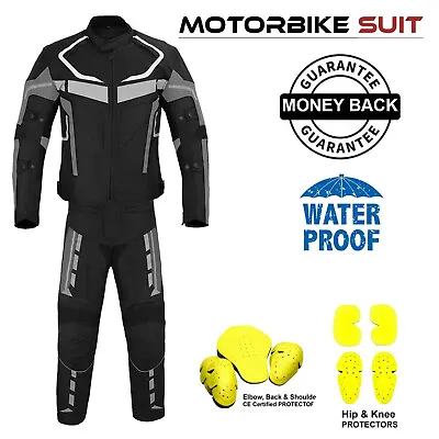 Motorcycle 2 Piece Race Suit Cordura Waterproof Motorbike Touring Jacket Trouser • $107.36