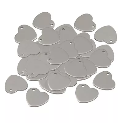 50Pcs 14mm Metal Flat Heart Blank Stamping Charms Tag Pendants Engrave Disc • £7.45