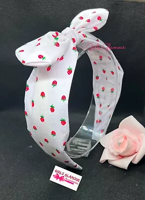 Strawberry Hairband Alice Headband Apron Bandana Scarf Hair Tie Band Bow Dress • £2.99