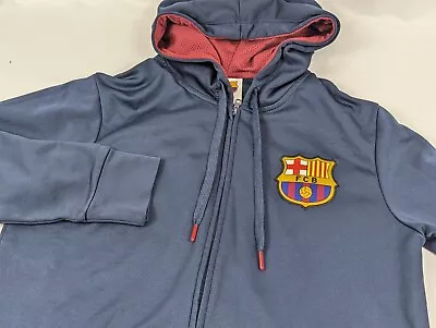 FCB Barcelona Soccer Blue Spain Sweater Full Zip Up Hoodie Mens Size Small  • $19.90