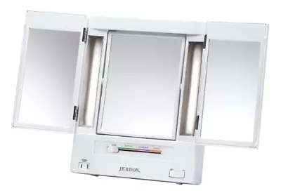 Jerdon Tri-Fold Two-Sided Lighted Makeup Mirror With 5X Magnification White • $44.45