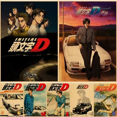 $7.69 • Buy Manga Initial D Bedroom Anime Poster Decoration Study Color Kraft Paper Stickers