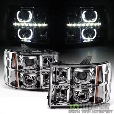 2007-2013 GMC Sierra 1500 2500 3500 SMD LED Halo Projector Headlights Headlamps • $185.99