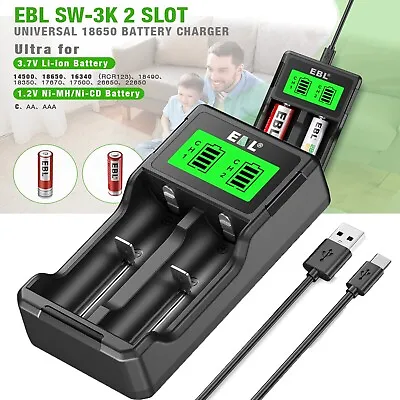 EBL Battery Charger For 3.7V Lithium Ion 1.2V Ni-MH Ni-CD C AA AAA Batteries • $11.49