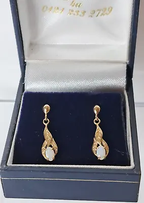 Fine Pair Of Australian Fire Opal 9ct Hallmarked Ladies Earrings Bnib • £69.99