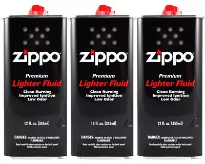 3 X Original Zippo Premium Lighter Fuel Fluid 125 ML Genuine Petrol Refill Gift  • £13.49