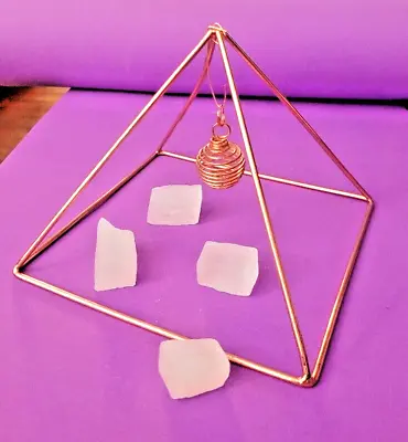 Copper Pyramid Energizer With Copper Cage For Charging Crystals Meditation • $26