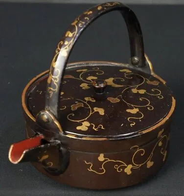 Antique Japan Lacquer Sake Vessel Maki-e Craft 1800s Edo Era Art • $82