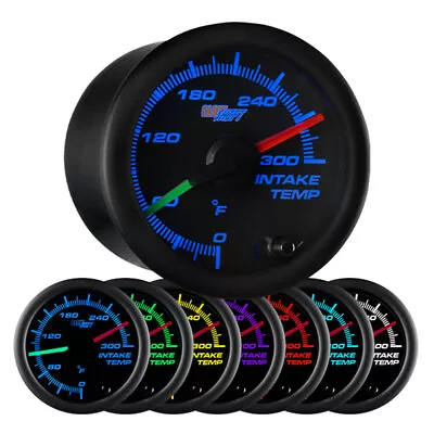 52mm GlowShift Black 7 Color Dual Intake Temperature Intercooler Gauge W Sensors • $116.99