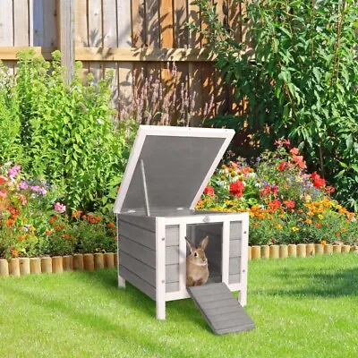 Outdoor Guinea Pig Hutch Rabbit Hideaway Cat House Bunny Cage Small Animal Ramp • £44.99