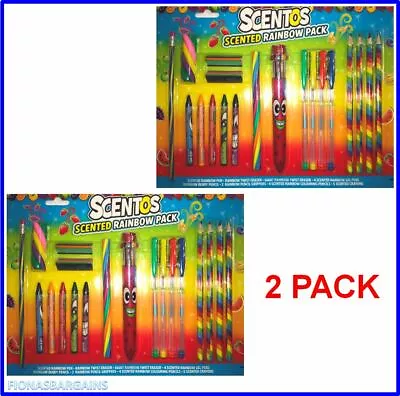 £17.45 • Buy NEW Scentos Scented Rainbow Stationery Pens Pencils Crayons Eraser Gel - 2 PACKS
