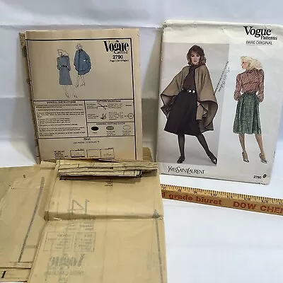 Vintage  VOGUE SZ 14 Paris Original Pattern # 2790 Yves St Lauren CUT See Photos • $19.95