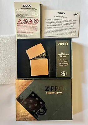 Zippo Petrol Lighter Brushed Solid Copper Windproof Pocket Lighter Black Insert • £5