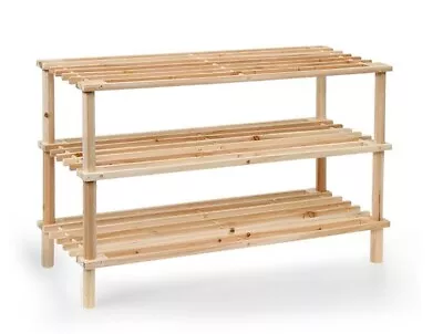 £11.99 • Buy Large 3 Tier Wooden Shoe Rack Shoes Storage Shelf Organiser Stand Bench Unit