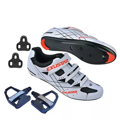 EXUSTAR Road Bike Bicycle Cycling Shimano SPD SL Look Shoes + VP Sealed Pedals • $113.95