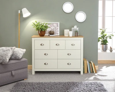 £187.95 • Buy Lancaster Cream & Oak Merchants Chest Sideboard - 7 Drawers Country Shaker Style