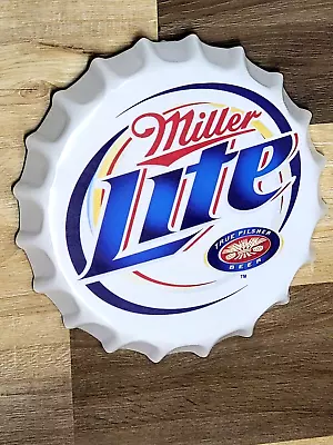 New Miller Lite Bottle Cap Metal Sign For Man Cave Cafe  Bar Decor Beer Signs  • $19.89