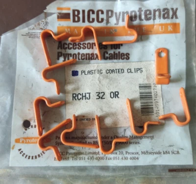 £5.25 • Buy 10 X MICC Orange PVC Plastic Coated Copper P Clips Ref RCHJ32 8.0mm To 8.4mm Dia
