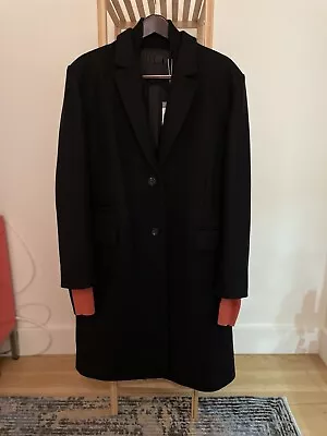 HELMUT LANG Black Wool Overcoat - Mens Size Medium • $300