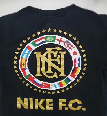Nike FC T-shirt Mens Small Athletic Cut Soccer Football Flag Graphic Black Tee • $14.70