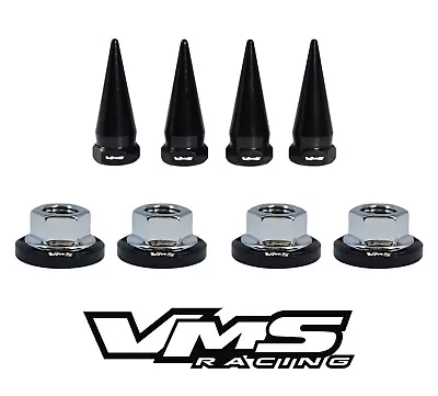 4 Vms Racing Strut Tower Spikes + Black Washers & Silver Flanged Nuts For Honda • $29.95