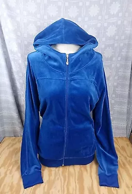 Juicy Couture Blue Velvet Jacket Womens Size XL Royal Blue Juicy Jacket Full Zip • $14.98